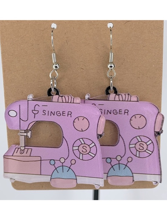 Fashion Jewelry Jewelry - 2D Acrylic Singer Sowing Machines Design Dangle Earrings Fashion Jewelry
